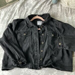 Ashy Black Distressed Crop Jacket